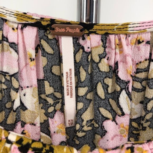 Free People Sweet Memories Floral Crepe Smocked Back Tie Front Ruffle Top - Picture 11 of 14